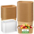thumbnail image 1 of Paquete de 50 cuencos de papel kraft de 750 ml de Maxdot con tapa, 1 of 7