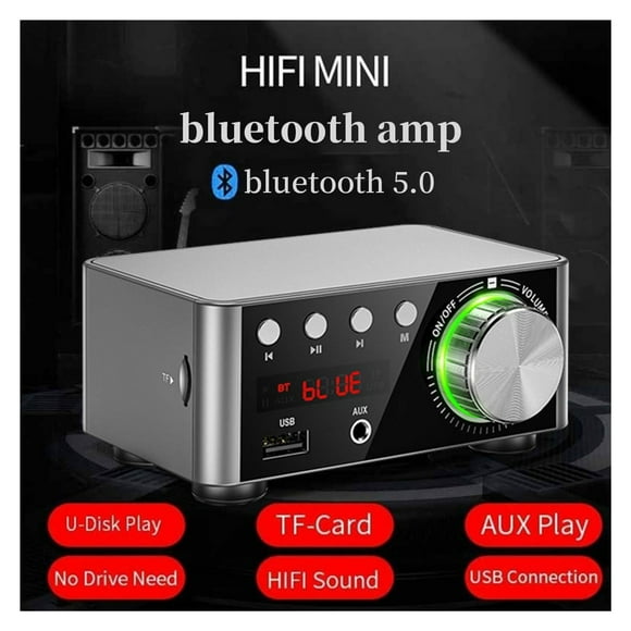 100W Audio HiFi Bluetooth 5.0 Power Class D Amplifier Tpa3116 Digital Amp Home Audio Car Marine USB AUX IN Mini Audio ,Efficient Heatsink