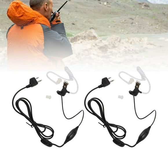 Walk Talkie Earphone, Stainless Steel Clip Crystal Clear Sound 2 Way Radio Earpiece 2Pcs for Restaurants Hotels Sporting Events