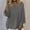 Gray, variant on Womens Plus Size Peasant Tops 3/4 Length Sleeve Plain Gauzy Shirt Casual Crewneck Faux Cotton Linen Tunic Boho Blouse Wine XL
