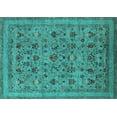 thumbnail image 1 of Ahgly Company Machine Washable Indoor Rectangle Oriental Turquoise Blue Industrial Area Rugs, 5' x 7', 1 of 4