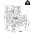 thumbnail image 2 of Mid-Century Modern Blue Floral Wingback Accent Chair with Linen Fabric and Retro Wooden Legs, Comfy Reading Chair, 2 of 6