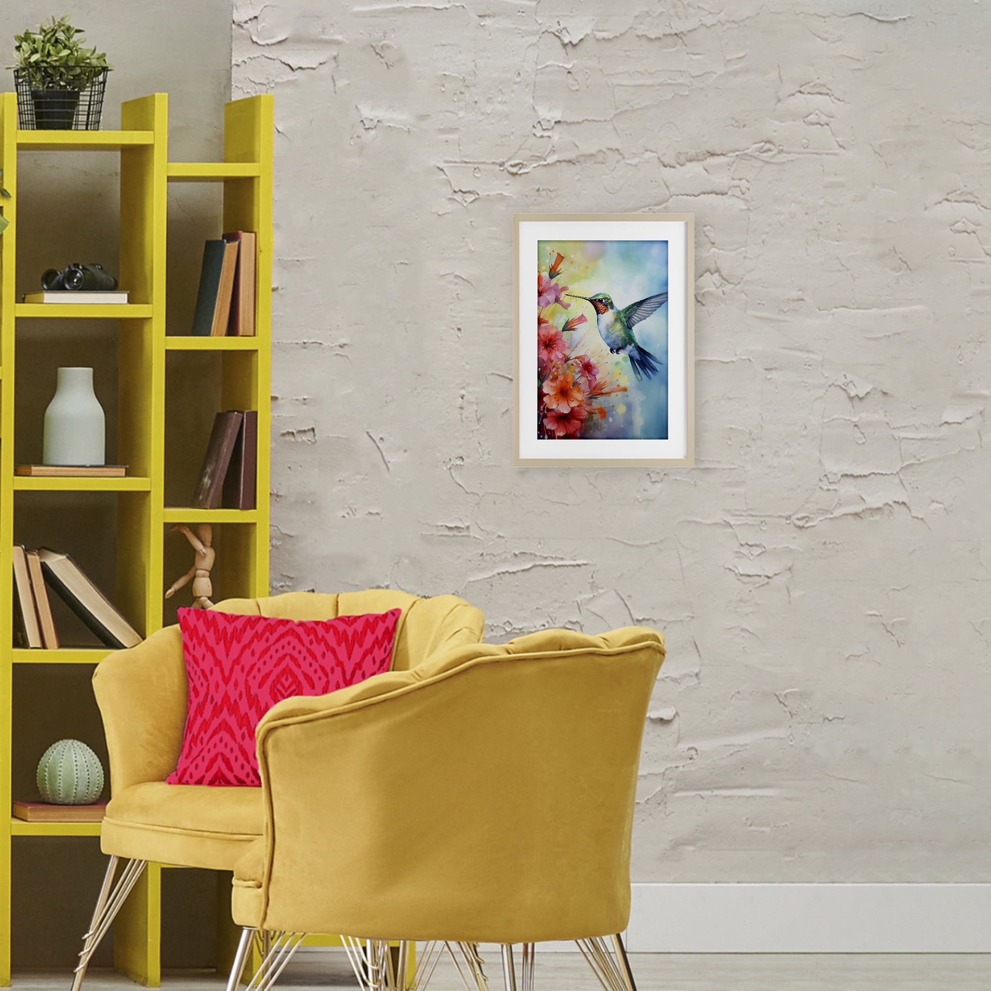 Stupell Industries Hummingbird Hibiscus Serenade Birch Framed Print Under Glass, design by Creative Studio