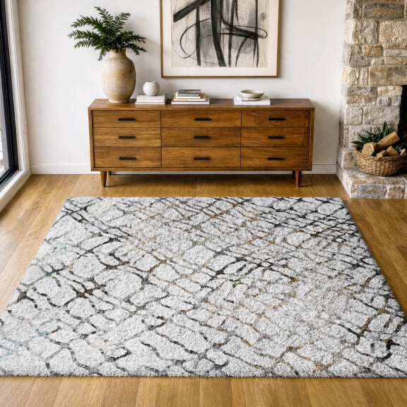 Addison Rugs Dream Shag Premium Machine Washable Transitional Organic Silver Rectangle Rug, 10' x 14'