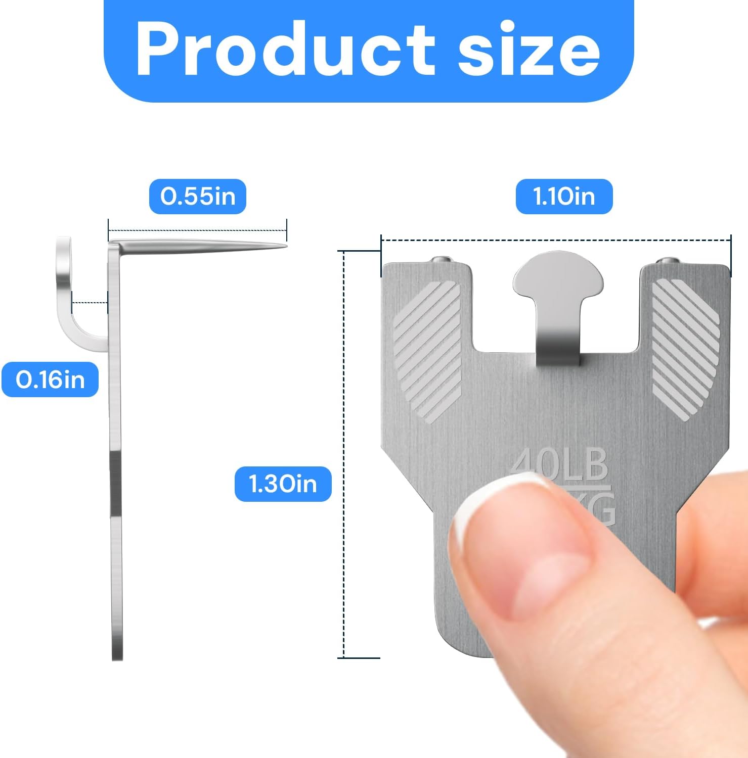 JJEAN-20 Pcs Claw Drywall Picture Hanger, Tool-Free Drywall Hooks for Hanging Pictures Holds Up to 40Lbs, No Damage Heavy Duty Wall Hanger for Hanging Picture (B)