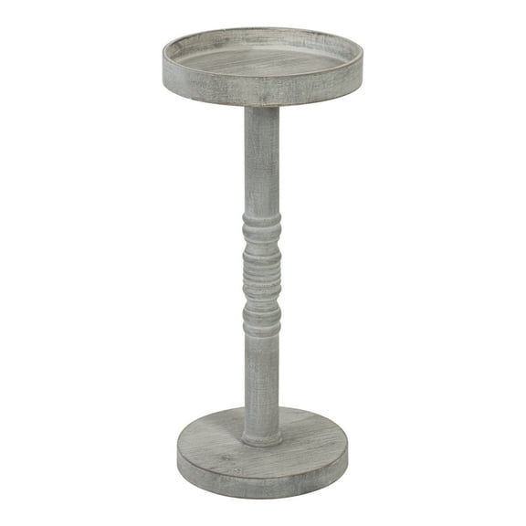 Kate and Laurel Bellport Farmhouse Drink Table, 10 x 10 x 22, Gray, Decorative Coastal Cocktail Table with Round Tabletop and Colonial Base for Farmhouse Decor