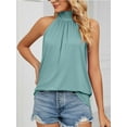 thumbnail image 4 of LAVA Women's Sleeveless Tie Halter Neck Summer Tops Casual Tank Top Blouse Shirts (Green, L), 4 of 7