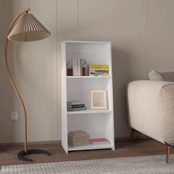 Miekor Furniture White Bookcase with Three Shelf 85721