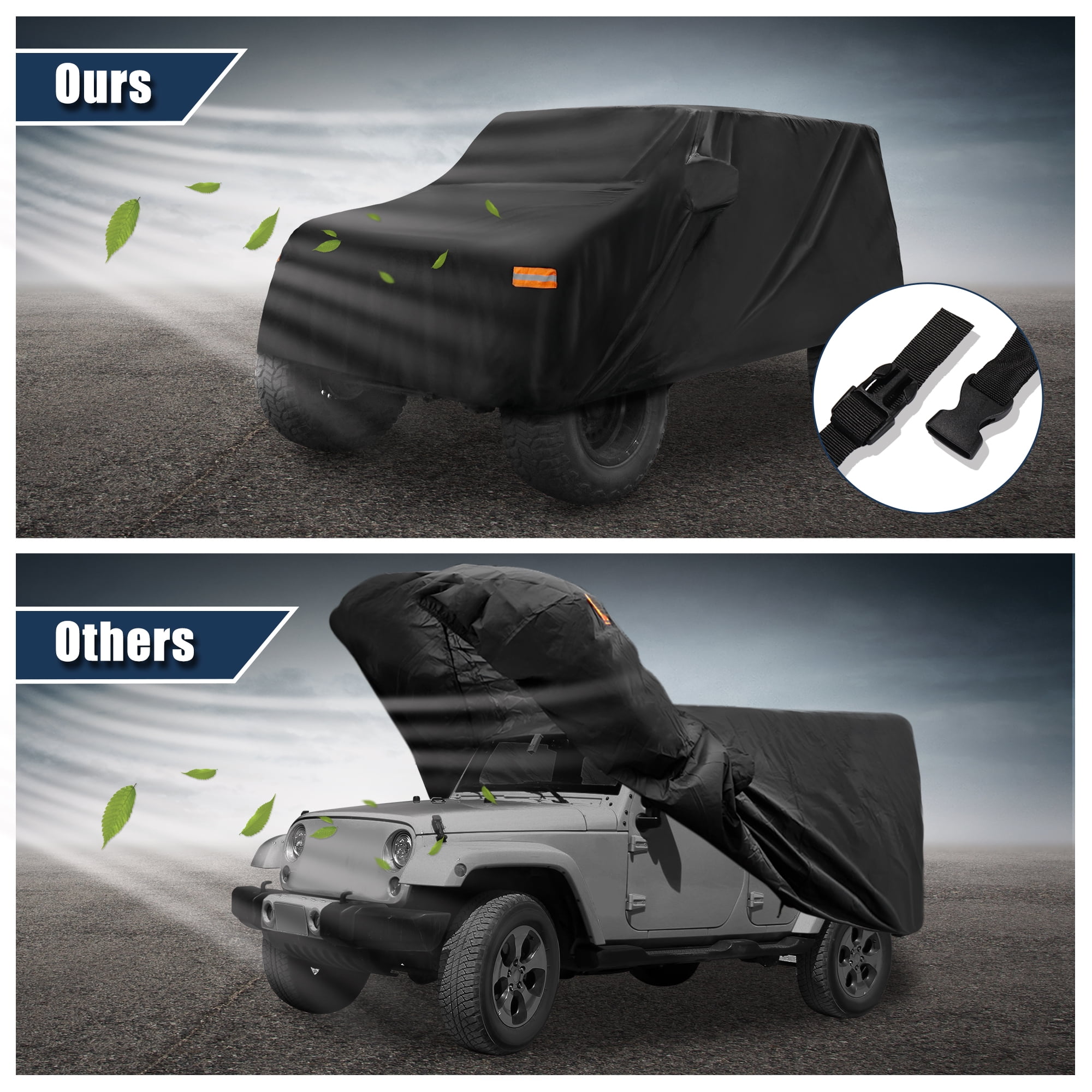 Unique Bargains Car Cover for Jeep Wrangler JK JL 4 door 2007-2021 Sun UV Rain Protection