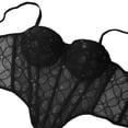 thumbnail image 6 of QSAWXQZ Women's Mesh Sequin Bustier Corset Top Underwire Push Up Padded Cups Boned Pointed V Hem Adjustable Spaghetti Straps Sleeveless Crop Tank for Night Out Party Clubwear 36, 6 of 7