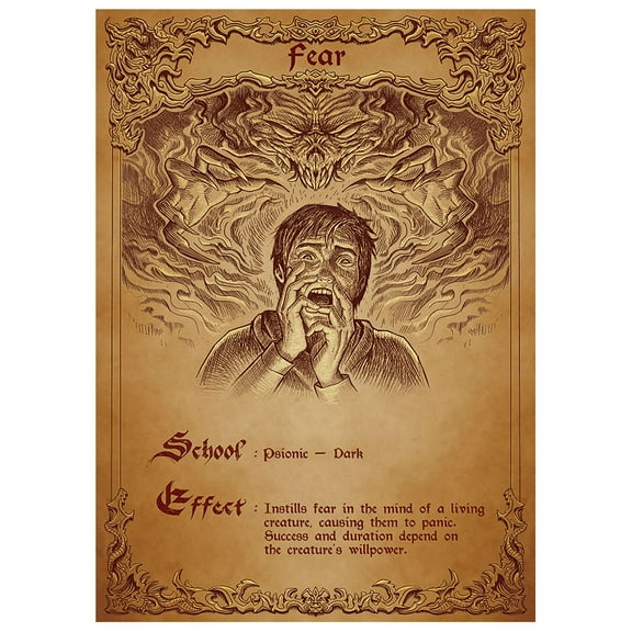 Fantasy North - Fear - Spell Scroll Series - 100 Textured Matte TCG Card Sleeves - Fits Magic MTG Commander Pokemon and Other Card Games - Playing Card Sleeves