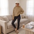 thumbnail image 6 of Women's Oversized Hoodies Long Sleeve Casual Sweatshirt Cozy Loose Fit Solid Color Soft Pullover for Fall and Winter Wear Layering Khaki XL, 6 of 7