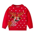 thumbnail image 4 of XIMIN Toddler Kids Ugly Christmas Sweater Girls Boys Funny Xmas Santa Print Holiday Sweaters Long Sleeve Crewneck Fall Winter Warm Knit Pullover Tops, 4 of 4