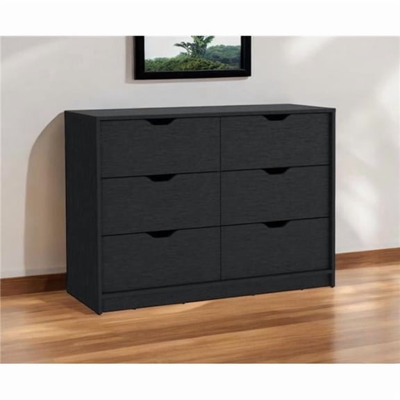 HomeRoots 544055 42 in. Black Four Drawer Double Dresser