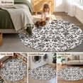thumbnail image 6 of Farmhouse Black Large Area Rugs for Bedroom Living Room, Soft Non Slip Carpet Bedside Rug, Vintage Flower Leaf Botanical Plant Round Floor Cover Kitchen Accent Rug 3' for Dining Room/Office, 6 of 9