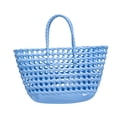 thumbnail image 3 of Bolso de mano tejido para mujer, bolso de viaje, bolso portátil con asa superior para compras de vacaciones Azul claro, 3 of 9