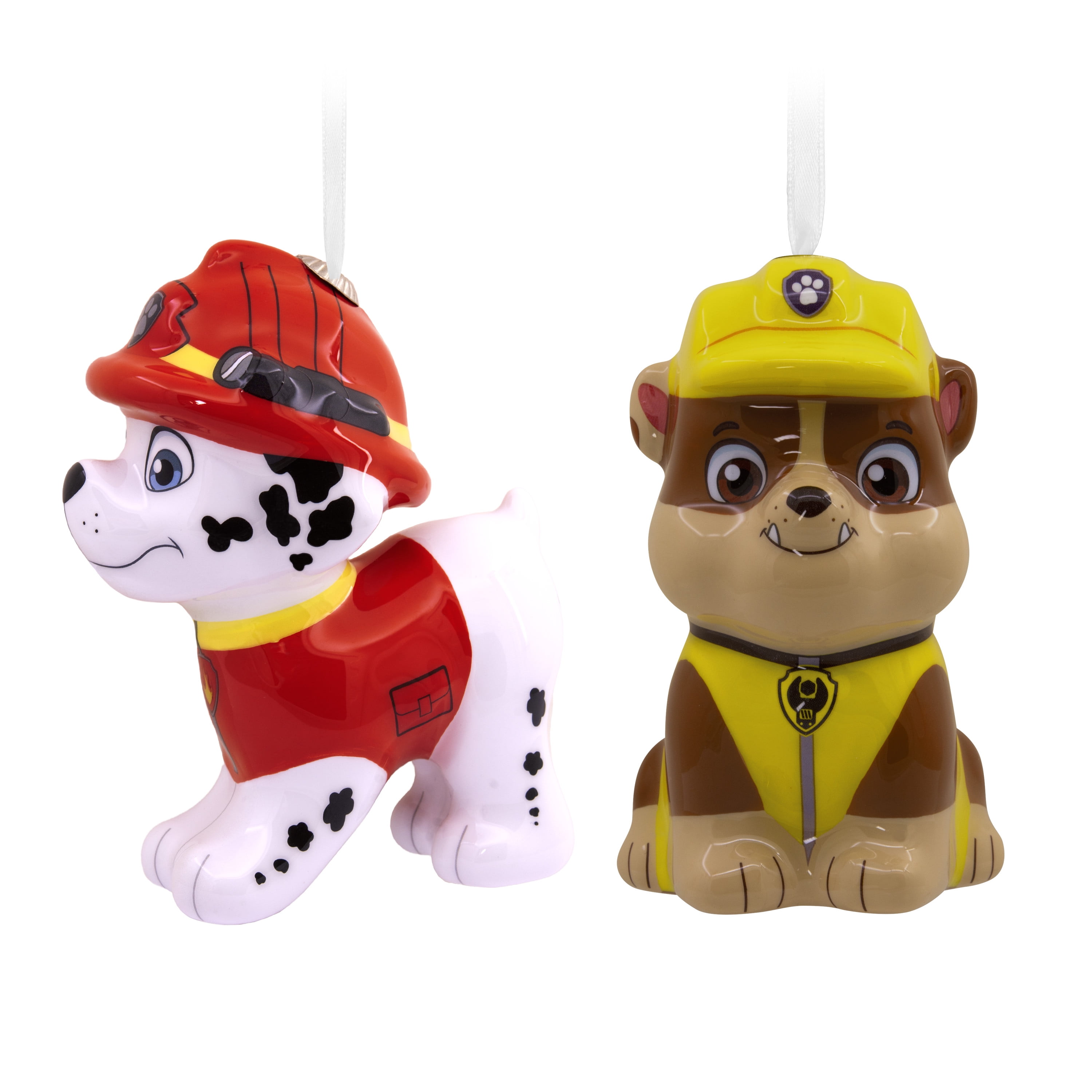 Hallmark Ornaments (Paw Patrol Marshall and Rubble Decoupage), Set of 2