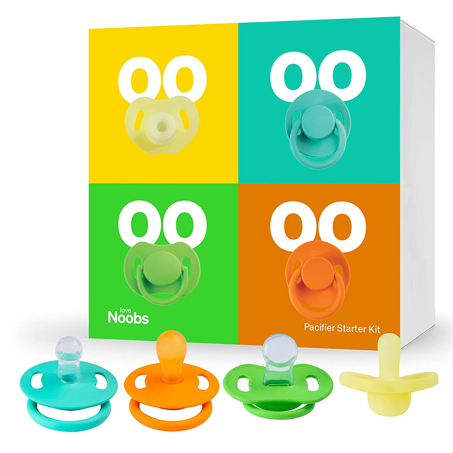 Love Noobs Pacifiers 06 Months, Baby Pacifier Starter Kit, Newborn Silicone Binky, Natural