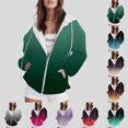 thumbnail image 2 of Chandail à Capuchon Femme Dégradé à Capuche Zippée avec Poche avant Automne Simple Décontracté Sweat à Capuche Oversize Pulls Zippés pour Femmes Violet Foncé L, 2 of 5