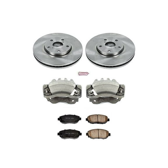 PowerStop Front Stock Replacement Brake Pad and Rotor Kit with Calipers Fits: LEXUS Select Models KCOE1077