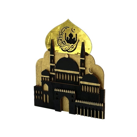

Asdomo Eid Mubarak Wooden Moon Star Pendant With Light Muslim Ramadan Ornament For Party Decor