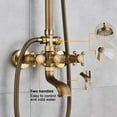 thumbnail image 4 of Antique Brass Bathroom Shower Faucet mixer set Rainfall Twin Head kit Tub Spout Exposed, 4 of 17