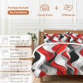 thumbnail image 6 of 3 Piece Red Black Grey Duvet Cover Set California King, Microfiber Comforter/Quilt Cover with Corner Ties and 2 Pillowcases, Moire Modern Artwork Abstract All Season Soft Bedding with Zipper Closure, 6 of 8