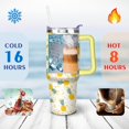 thumbnail image 4 of 40oz Tropical Pineapple Pattern Stainless Steel Flip Straw Tumbler Spill Proof Travel Cup Double Wall Vacuum Insulated Coffee Mug with Top Handle, 4 of 6