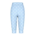 thumbnail image 4 of Wenyuyu Women's Capri Pants Cute Polka Dots High Waisted Yoga Trousers with Pockets Summer Casual Joggers Fitness Sweatpants Blue M, 4 of 5