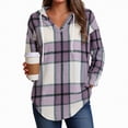 thumbnail image 2 of Godom Women's Hoodie Oversized Waffle Knit Tops Casual Shirts Long Sleeve V Neck Plaid Casual Tunic Sweatshirt, 2 of 7