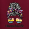 thumbnail image 2 of Messy Bun BeachLife | Cool Neon Leopard Print Bandana | Sunglasses Vaction Beach Paradise Fashion Unisex Hoodie Sweatshirt, Maroon, M, 2 of 5