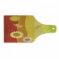 thumbnail image 1 of Colorful Cutting Board, Colorful Stripes with Sunflowers and Wheat Farm House Themed Abstract Image, Tempered Glass Cutting and Serving Board, Wine Bottle Shape, Green Orange Red, by Ambesonne, 1 of 1