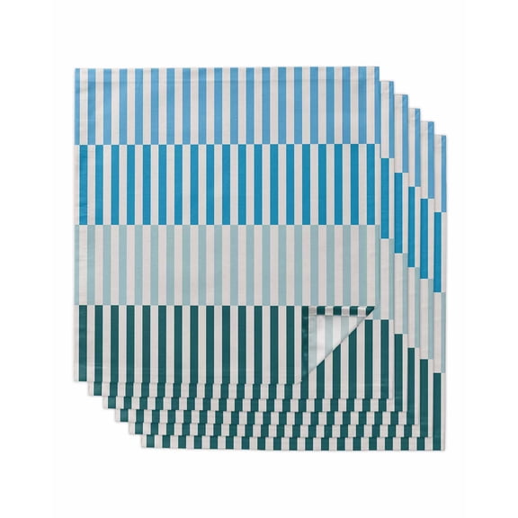 nqOlkjepod Colorful Stripe Cloth Napkins Set of 6 Reusable Dinner Napkins, Modern Teal Blue Green Vertical Striped Cocktail Napkin Washable Table Napkins for Wedding/Party/Baby Shower 20"x20"