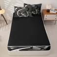 thumbnail image 4 of Homewish Gray Spiral Swirl Zipper Twin Comforter Sets with Fitted Sheet and 2 Pillowcases,Classic Contemporary Zipper Bedding Set,Black Reversible,4pcs, 4 of 8