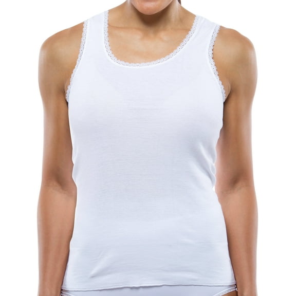 All Cotton, Scoop Neck, Ribbed Tank Top by Teri Lingerie