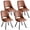 Faux Leather Brown, variant on Dining Chairs Set of 4, Modern Boucle Upholstered Kitchen Chair [Cut-Out Design] for Dining Living Room Restaurant, Brown