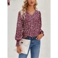thumbnail image 4 of Women's V Neck Long Sleeve Shirt Tops Casual Office Work T-Shirt Blouse, 4 of 7