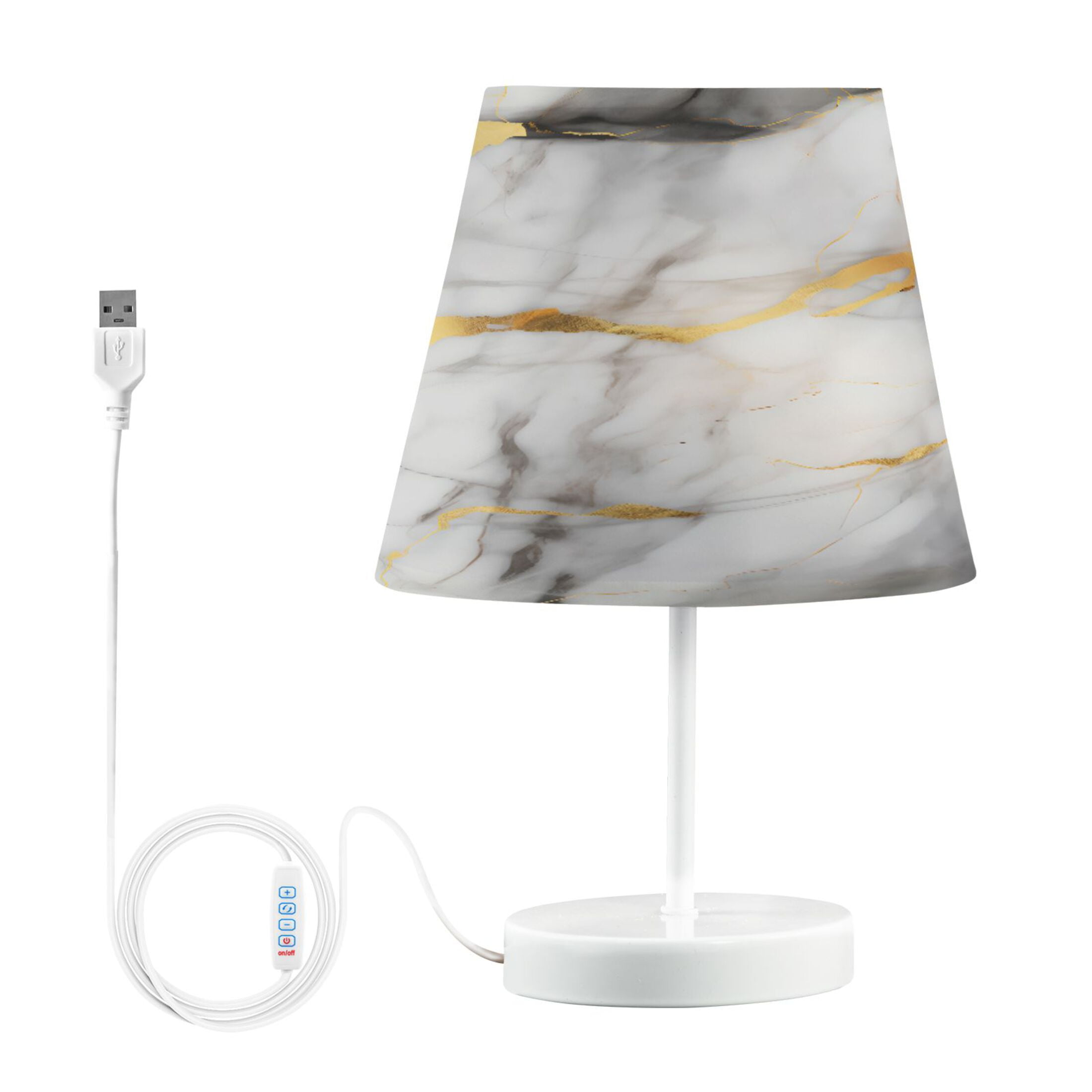 White Grey Gold Marble Desk Lamp LED Table Nightstand Lamps with 3 Color Temperatures for Home Bedroom Living Room Decor 8x12