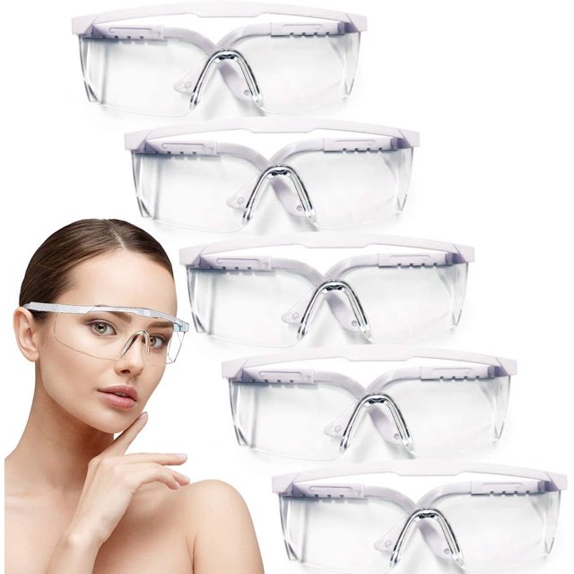 Gafas de seguridad HANCHS ajustables de visión amplia, paquete de 5, azules