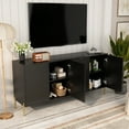 thumbnail image 4 of Boyel Living 4-Door Buffets Sideboards Gold Metal Handle Sideboard Buffet Cabinet for Dining Living Room Bedroom-Black, 4 of 6