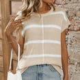 thumbnail image 6 of Women Tops under $5! Cagogo Short Sleeve Sweater for Women 2025 Loose Casual Sweater Tops Striped Trendy Spring Summer Outfits S-XXL, 6 of 6