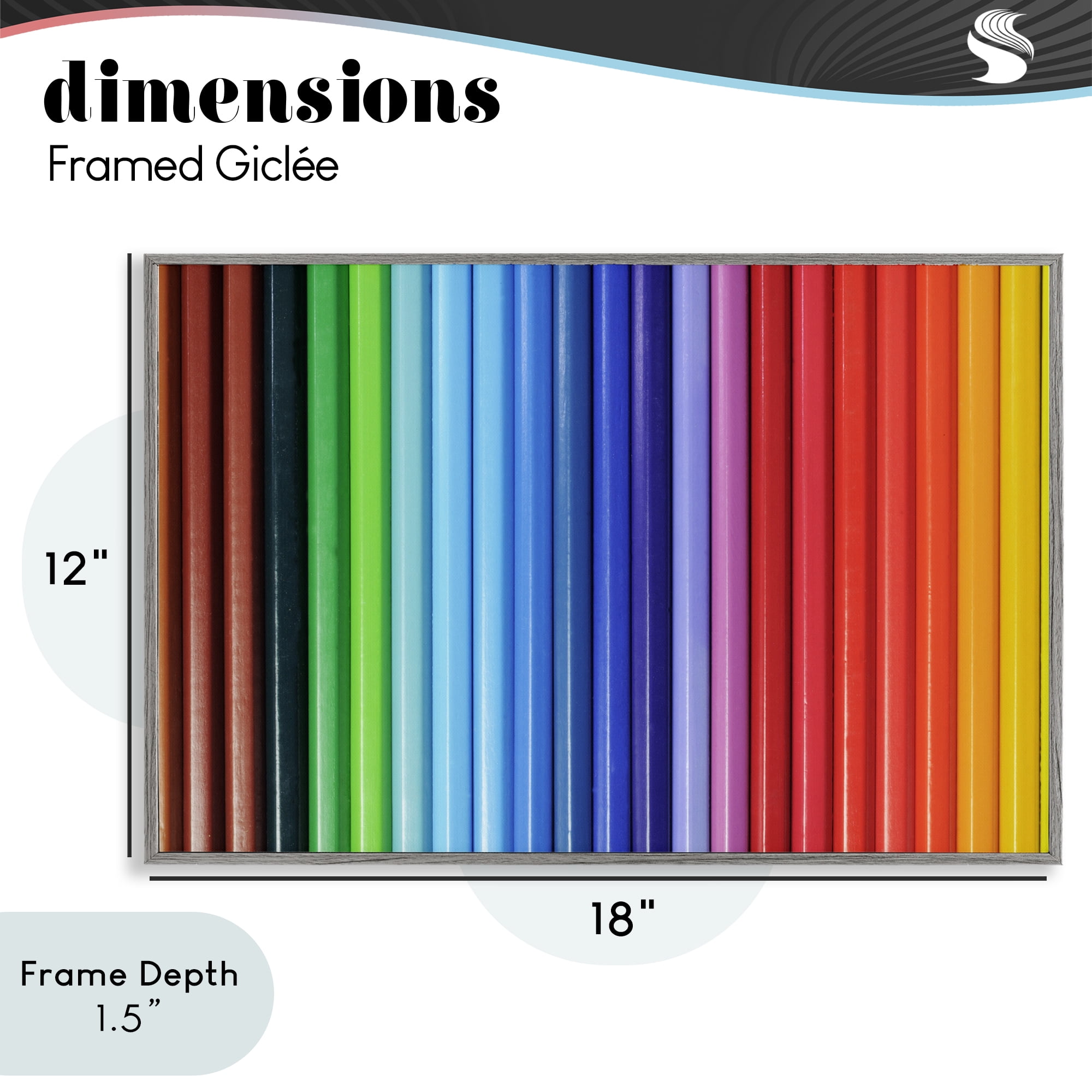 Stupell Industries Colored Pencil Lineup Gray Framed Giclee Art, design by Tom Quartermaine