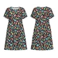 thumbnail image 5 of Defioc Alphabet Pattern Womens Summer Dresses Short Sleeve Sundress 2025 Beach Vacation Dresses with Pockets -Small, 5 of 6