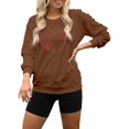 thumbnail image 1 of HUITKMM Chandails d'Hiver pour Femmes à Imprimé de Football Chandail à Capuchon Surdimensionné – Chandail à Col Rond Décontracté 3874 TTTG, 1 of 4