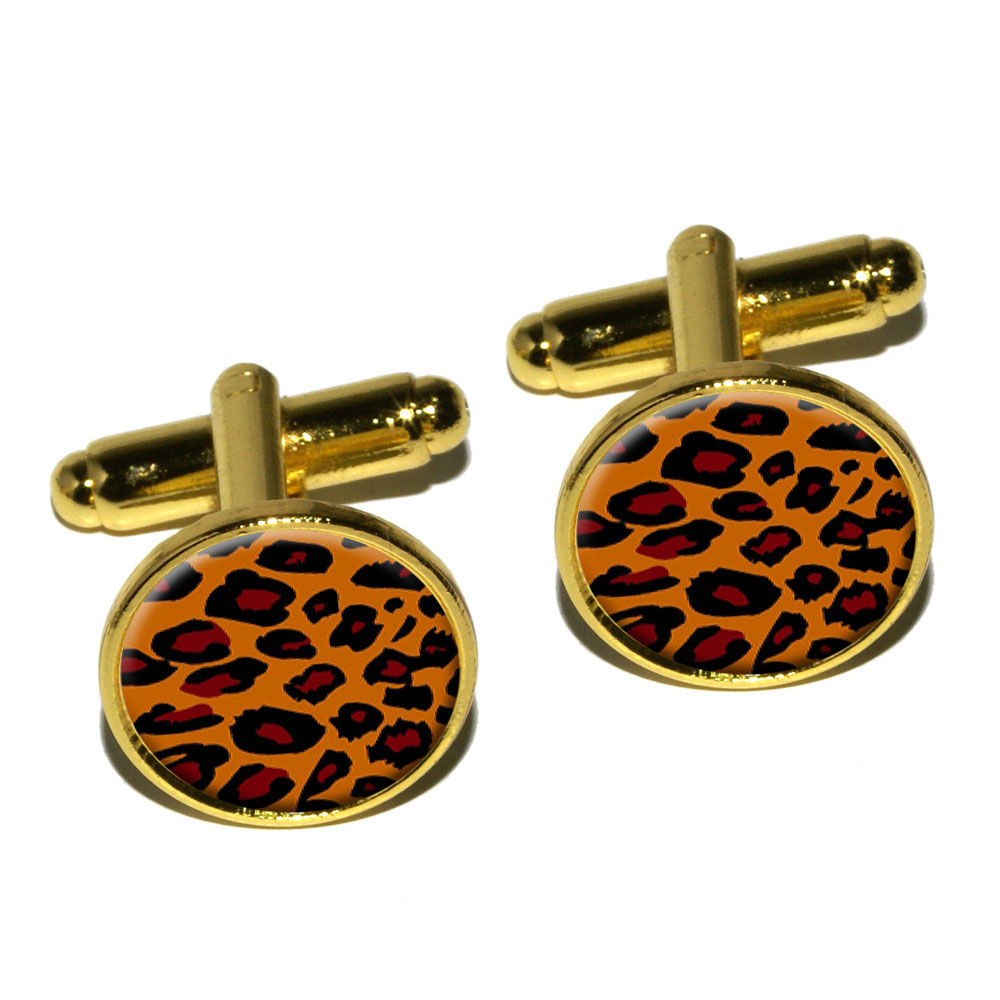 Leopard Animal Print Round Cufflinks