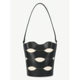 thumbnail image 5 of Free Assembly Women's Maria Cut Out Bucket Bag, Black/Cream, 5 of 9