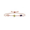 Keren Hanan 18K Rose Gold Plated Silver 3 Stone Created Moissanite Fully Adjustable Bracelet by Gem Stone King Oval Round Octagon Morganite Peridot and Sapphire (2.00 Cttw)