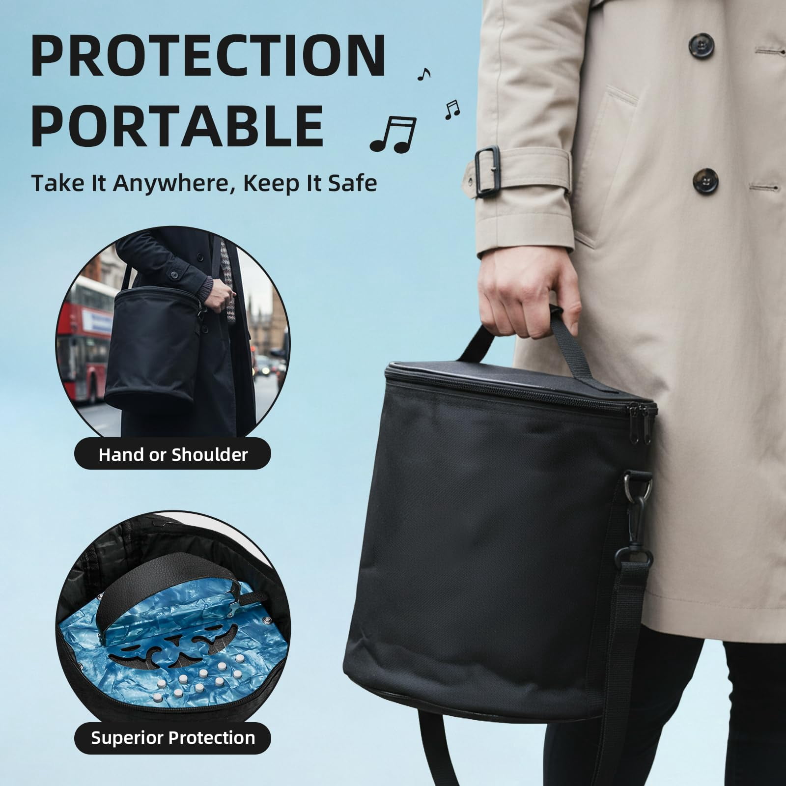 Rowadtim 20-Key Sky Blue Concertina Accordion for Adults, Professional Beginner Instrument with Adjustable Hand Straps and Full Accessories