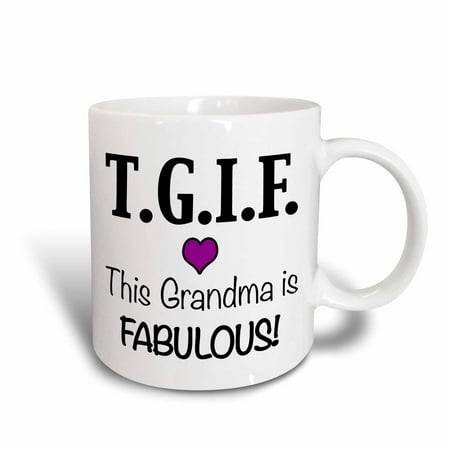 - 3dRose TGIF This Grandma is Fabulous, Purple, Ceramic Mug, 11-ounce