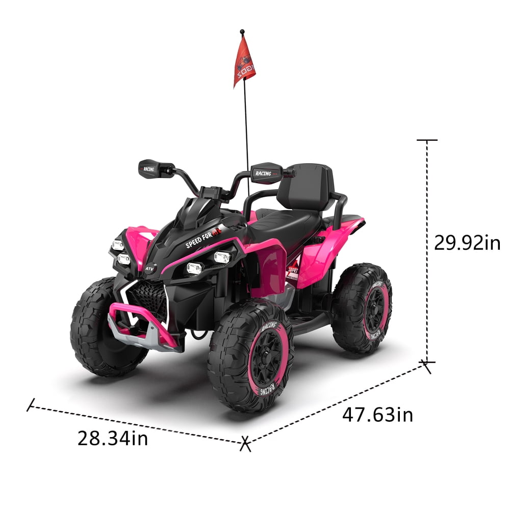 NovaDrive 24V Kids Ride On Electric XXXL ATV with Parent Remote Control, 4-Wheel Shock Absorber, Bluetooth Music USB MP3, Power Display & LED Lights, Speeds 1.24-3.73 MPH, Ages 3-12